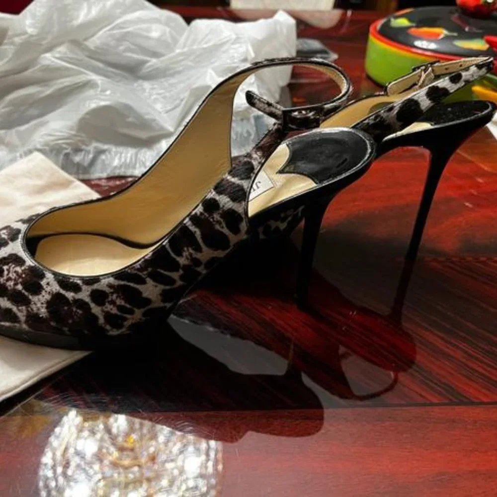 Jimmy Choo Leopard Print Nova Platforms Slingbacks size 39 - Picture 3 of 10